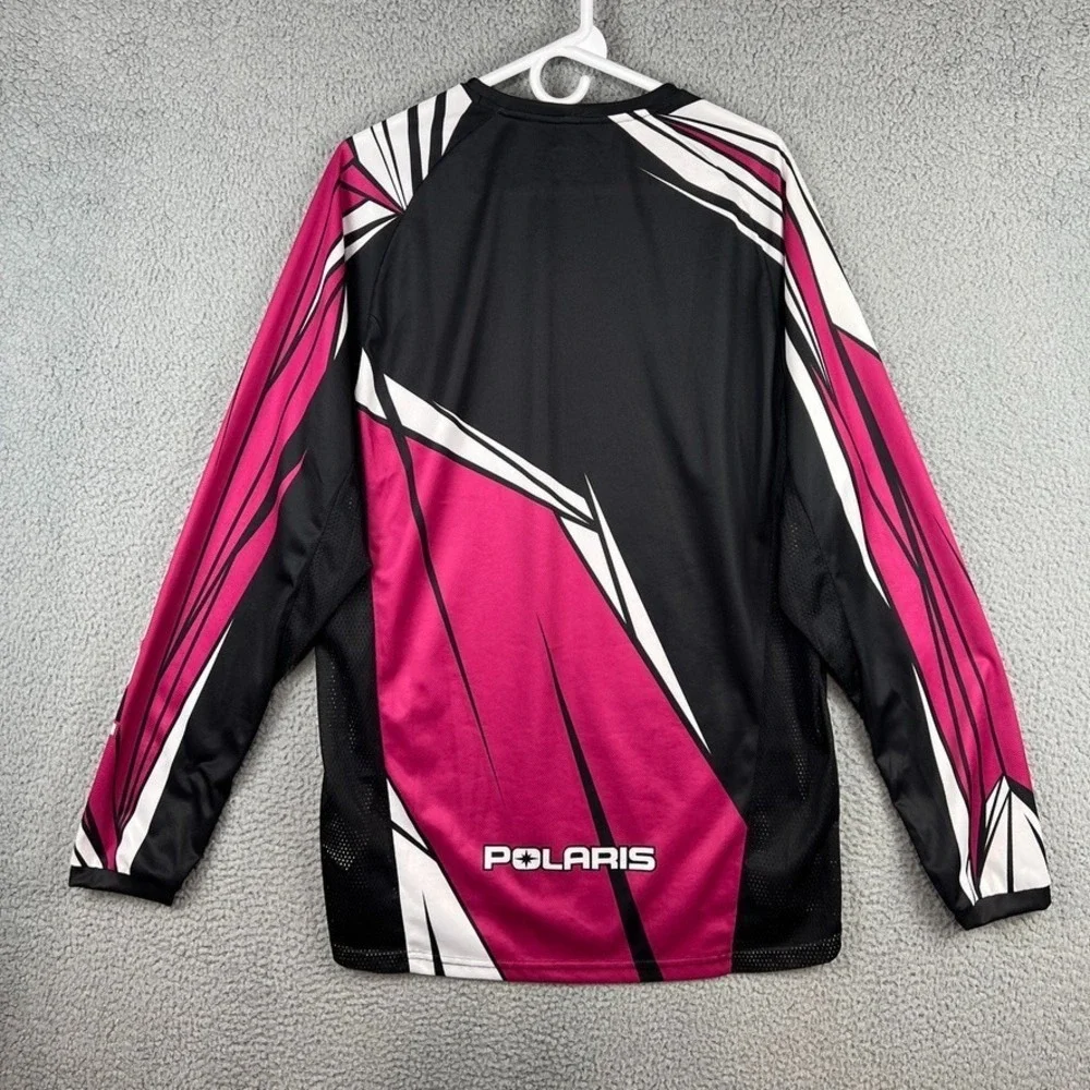 Polaris ORV Jersey Mens Large Pink Black Long Sleeve Mesh Sides Breathable - Picture 6 of 15